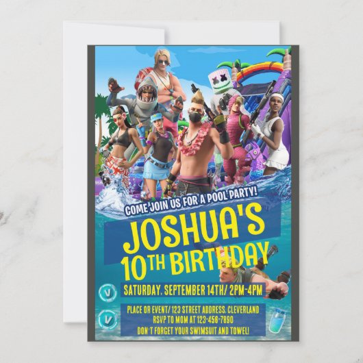 Uitnodiging met spelthema (Voorkant)