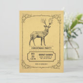 Uitnodiging met vintage hert (Staand voorkant)