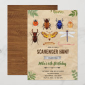 Uitnodiging met vintage insecten vlinder (Voorkant / Achterkant)