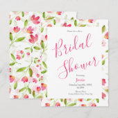 Uitnodiging met waterverf bloempatroon (Voorkant / Achterkant)