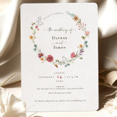 Uitnodiging met waterverfscript en wilde bloemen