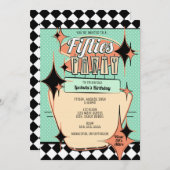 Uitnodiging Mid-Century Jaren Vijftig Feestje (Voorkant / Achterkant)