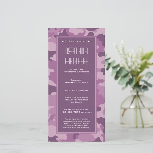 Uitnodiging militaire camouflage partij (Staand voorkant)