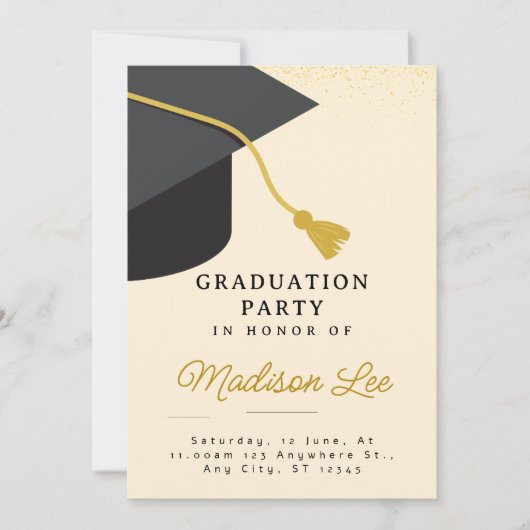 Uitnodiging minimalistische Graduation Party (Voorkant)