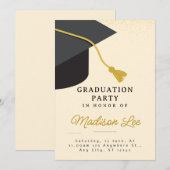 Uitnodiging minimalistische Graduation Party (Voorkant / Achterkant)