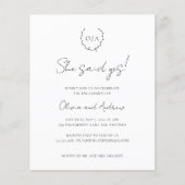 Uitnodiging Monogram WreatBudget Engagement Party (Voorkant)