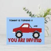 Uitnodiging Monster Truck Party (Staand voorkant)