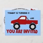 Uitnodiging Monster Truck Party (Voorkant / Achterkant)