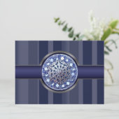 Uitnodiging Navy Blue Stripes (Staand voorkant)