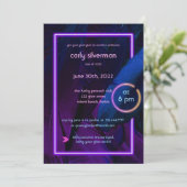 Uitnodiging Neon Glow Graduation Party (Staand voorkant)