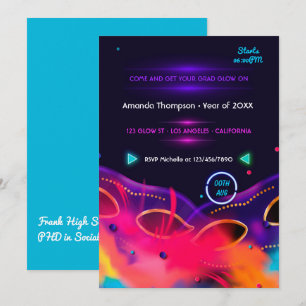Uitnodiging Neon Glow Graduation Party