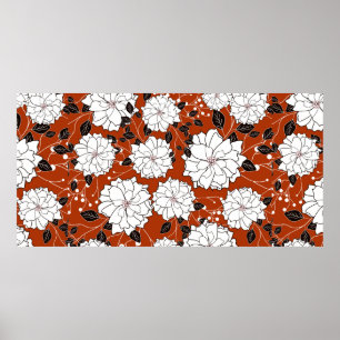 Uitnodiging- of trouwkaart met abstracte floranje poster