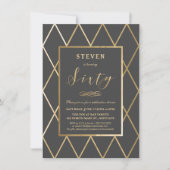 Uitnodiging om 60e verjaardag te vieren - Gold, le (Voorkant)