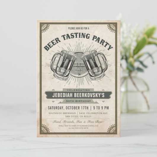 Uitnodiging om bietproeven uit te voeren |  retro (Staand voorkant)