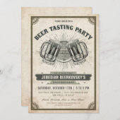 Uitnodiging om bietproeven uit te voeren |  retro (Voorkant / Achterkant)