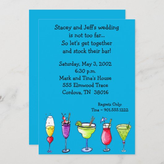 Uitnodiging om de bar te bevoorraden (Voorkant / Achterkant)