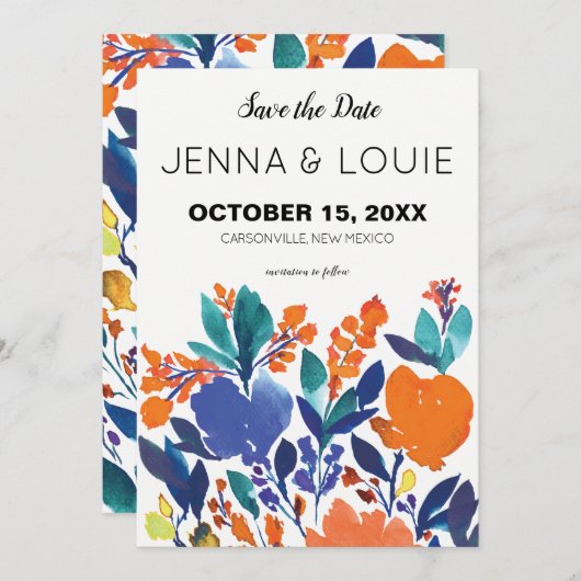 Uitnodiging om de datum te redden met levendige bl (Voorkant / Achterkant)