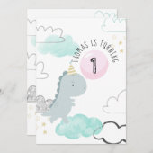  uitnodiging om dinosaur te Birthday (Voorkant / Achterkant)