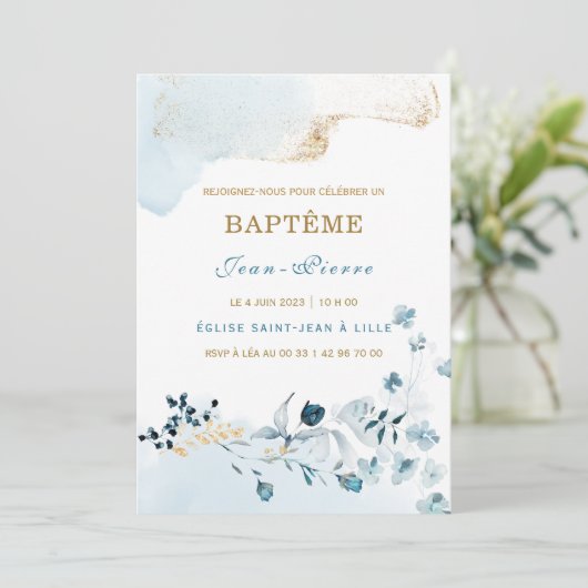 Uitnodiging om een baptême in te schakelen (Staand voorkant)