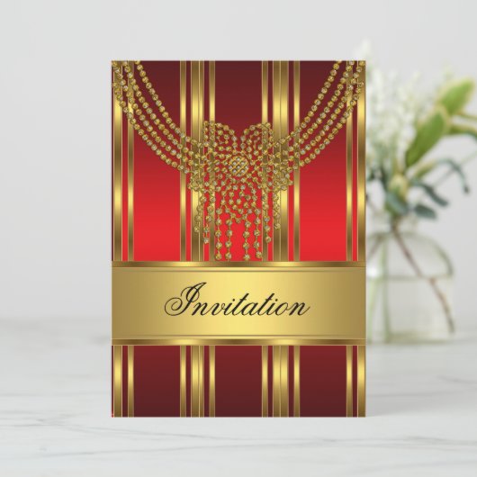 Uitnodiging om het even welke Partij Goud en Rood (Staand voorkant)