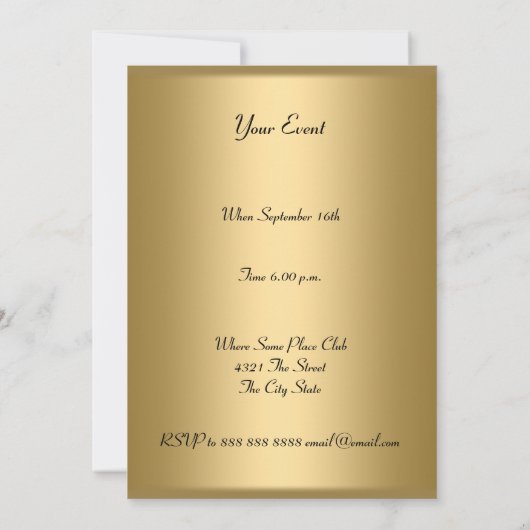 Uitnodiging om het even welke Partij Goud en Rood (Achterkant)