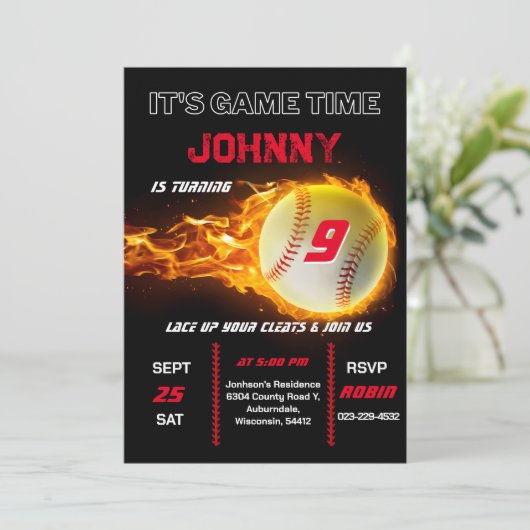 Uitnodiging om honkbal uit te geven (Staand voorkant)