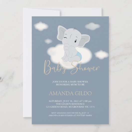 Uitnodiging om over het baby shower van de cloud t (Voorkant)