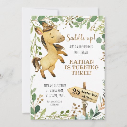 Uitnodiging om paarden op te zadelen (Voorkant)