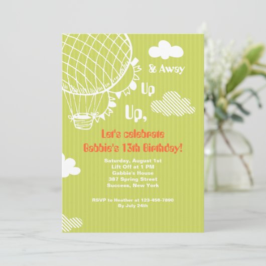 Uitnodiging omhoog, omhoog en weg (Staand voorkant)