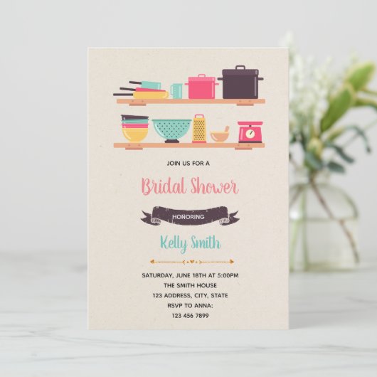Uitnodiging onder het thema Keukendouche (Staand voorkant)