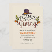 Uitnodiging op dag van Thanksgiving (Voorkant / Achterkant)