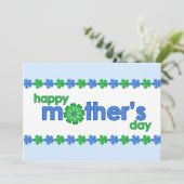 Uitnodiging op de blauwe lentevloer op moederdag (Staand voorkant)