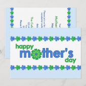 Uitnodiging op de blauwe lentevloer op moederdag (Voorkant / Achterkant)
