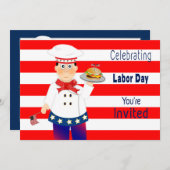 Uitnodiging op de Dag van de Arbeid, Chef Serving  (Voorkant / Achterkant)