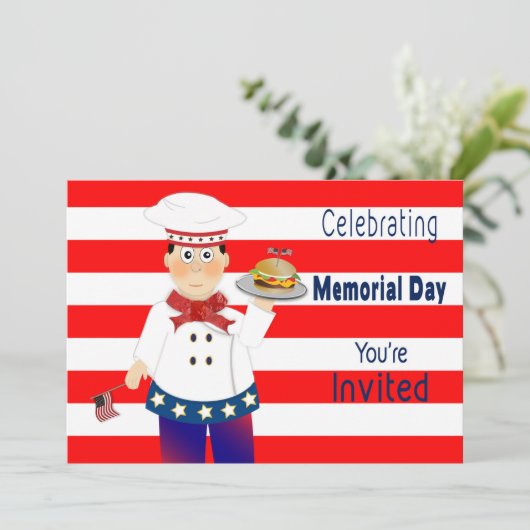 Uitnodiging op de herdenkingsdag Chef Serving Chee (Staand voorkant)