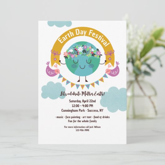 Uitnodiging op het Earth Day Festival (Staand voorkant)