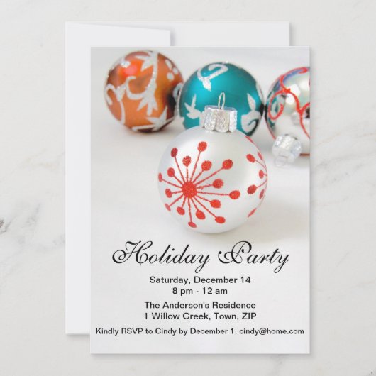 Uitnodiging Ornaments Holiday Party (Voorkant)