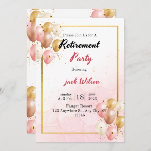 uitnodiging over pensionering  (Voorkant / Achterkant)