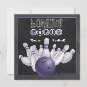 Uitnodiging Paarse Bowling Party