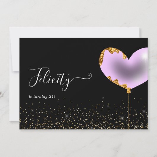 Uitnodiging Paarse en Gouden Dag (Voorkant)