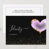 Uitnodiging Paarse en Gouden Dag (Voorkant / Achterkant)