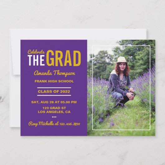 Uitnodiging Paarse en goudstudiepartij (Voorkant)