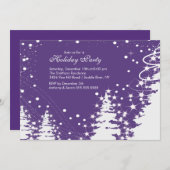 Uitnodiging Paarse en Witte Winterfeestdag (Voorkant / Achterkant)