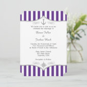 Uitnodiging Paarse grijze Nautical Wedding (Staand voorkant)