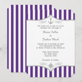 Uitnodiging Paarse grijze Nautical Wedding (Voorkant / Achterkant)