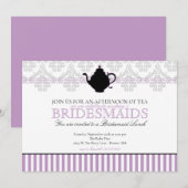 Uitnodiging Paarse Thee Party (Voorkant / Achterkant)