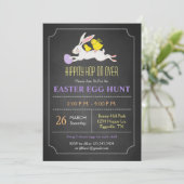 Uitnodiging Paashaas Paaseieren zoeken (Staand voorkant)