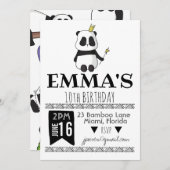 Uitnodiging Panda Party (Voorkant / Achterkant)