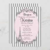 Uitnodiging Parijs Chic om te douchen (Voorkant / Achterkant)