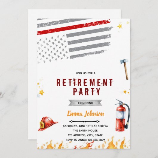 Uitnodiging pensionering brandweerman (Voorkant / Achterkant)